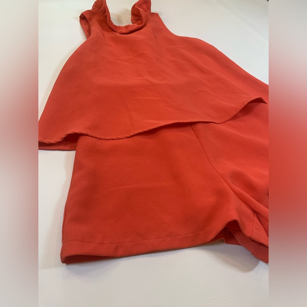Do+Be halter layered jumper romper orange women’s size small bow tie in back (M) - Picture 7 of 11